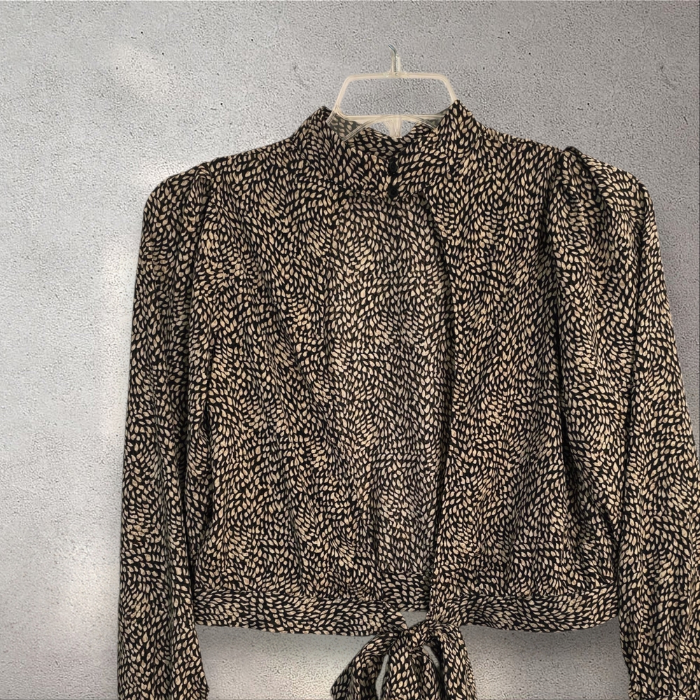 Banana Republic NWT Backless Tie Blouse | Animal Print Statement Top Size Small - Picture 3 of 12